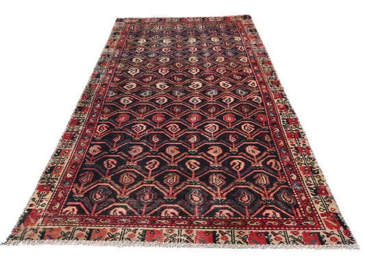 4x8 Handmade Turkish Vintage Tribal Rug | Bold Teardrop Pattern In Rich Earthy Tones | Boho Rug, Anatolian Rug | SHR641 | From 1970