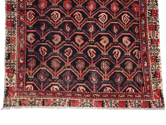 4x8 Handmade Turkish Vintage Tribal Rug | Bold Teardrop Pattern In Rich Earthy Tones | Boho Rug, Anatolian Rug | SHR641 | From 1970