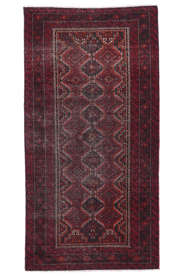 4X6 Handmade Vintage Turkish Accent Rug – Geometric Red