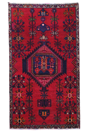 3X6 Handmade Vintage Turkish Runner Rug – Geometric Red