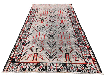 3x7 Handmade Turkish Vintage Tribal Rug | Arrowhead & Fertility Symbol Masterpiece | Boho Rug, Anatolian Rug | SHR649 | From 1970