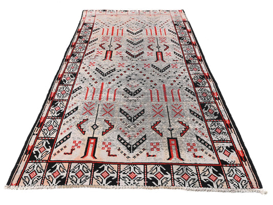 3x7 Handmade Turkish Vintage Tribal Rug | Arrowhead & Fertility Symbol Masterpiece | Boho Rug, Anatolian Rug | SHR649 | From 1970