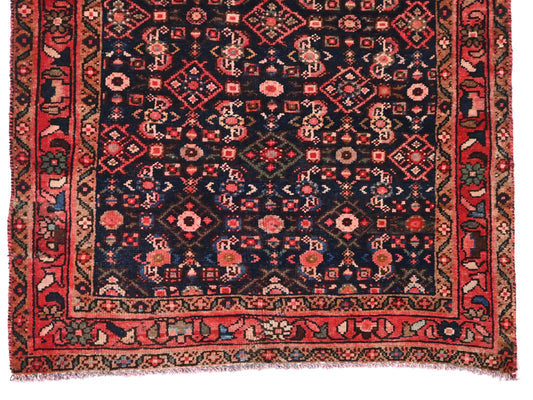 3x9 Handmade Turkish Vintage Tribal Rug | Repeating Medallion Motif With Geometric Field | Boho Rug, Anatolian Rug | SHR652 | From 1970