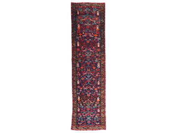 2x8 Handmade Turkish Vintage Tribal Rug | Midnight Navy Field With Birds & Floral Accents | Boho Rug, Anatolian Rug | SHR656 | From 1970