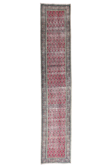 2X12 Handmade Vintage Turkish Runner Rug – Faded Diamond