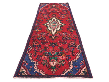 3X9 Handmade Vintage Turkish Runner Rug – Geometric Red – SHR669