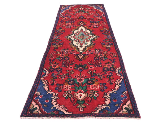 3x9 Handmade Turkish Vintage Tribal Rug | Vibrant Floral Field With Ivory Medallion | Boho Rug, Anatolian Rug | SHR669 | From 1970