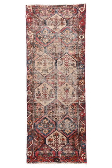 3X9 Handmade Vintage Turkish Runner Rug – Geometric Beige