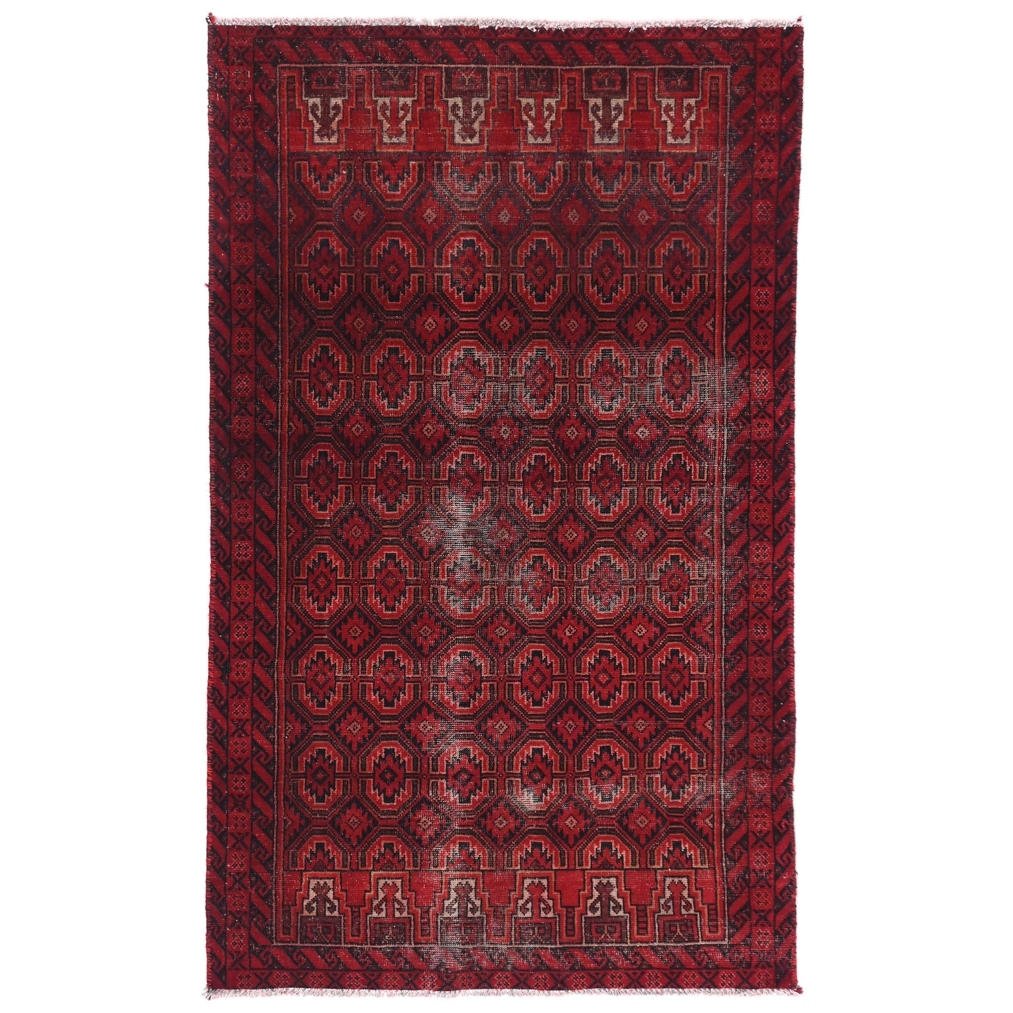 3x6 Handmade Turkish Vintage Tribal Rug | Majestic Diamond Symmetry | Boho Rug, Anatolian Rug | SHR537 | From 1970