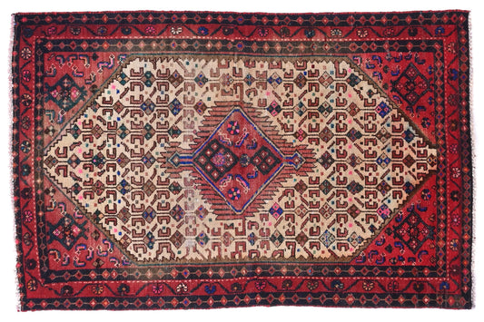 Decorative rug with intricate patterns on a white background