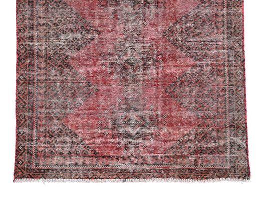 4x6 Handmade Turkish Vintage Tribal Rug | Faded Blush Medallion & Triangle Edges | Boho Rug, Antique Anatolian Rug | SHR494 | From 1970