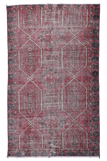 3X6 Handmade Vintage Turkish Runner Rug – Abstract Purple