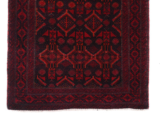 3x6 Handmade Turkish Vintage Tribal Rug | Deep Garnet Diamond Trellis | Boho Rug, Antique Anatolian Rug | SHR501 | From 1970