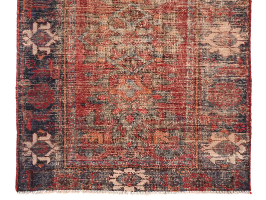 4x6 Handmade Turkish Vintage Tribal Rug | Floral Fade with Cobalt Bloom Border | Boho Rug, Antique Anatolian Rug | SHR502 | From 1970