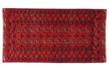 3x5 Handmade Turkish Vintage Tribal Rug | Deep Red Field with Geometric Gul Motifs | Boho Rug, Antique Anatolian Rug | SHR-538 | From 1980 |