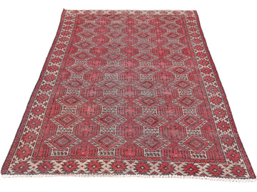 4x6 Handmade Turkish Vintage Tribal Rug | Rich Diamond Medallion on Crimson Field | Boho Rug, Antique Anatolian Rug | SHR508 | From 1970