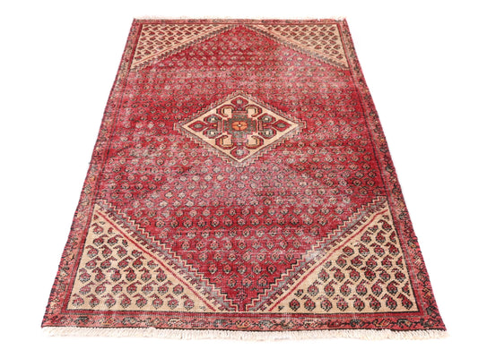 3x6 Handmade Turkish Vintage Tribal Rug | Majestic Medallion in Rouge Garden | Boho Rug, Antique Anatolian Rug  | SHR510 | From 1970