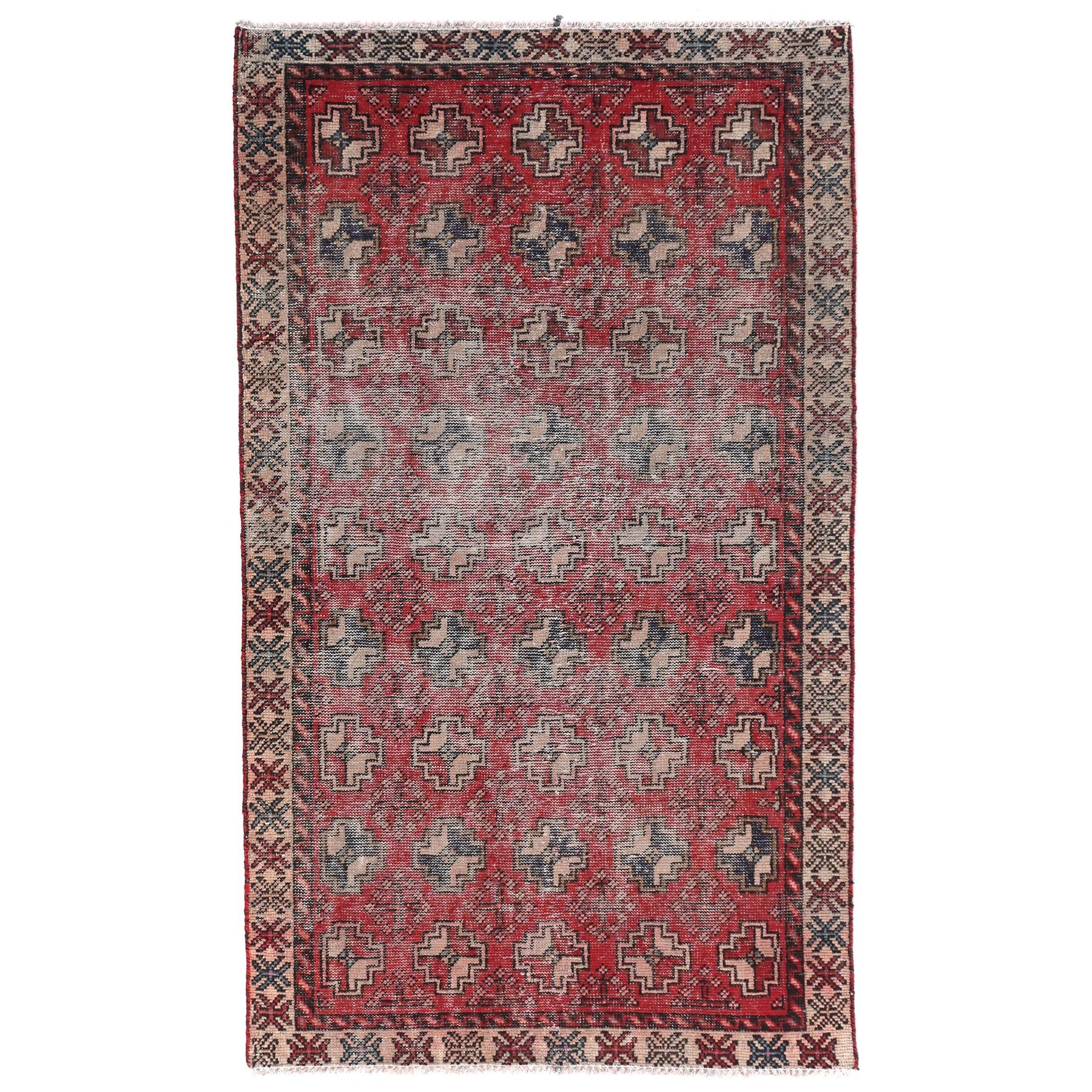 Title: 4 x 6 Handmade Turkish Vintage Tribal Rug | Mystical Adobe Star Pattern | Boho Rug, Antique Anatolian Rug | SHR512 | From 1970