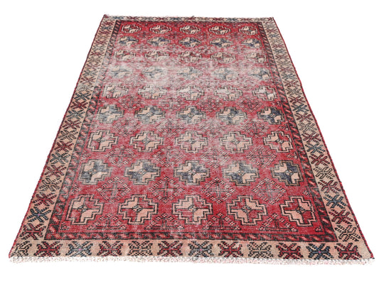Title: 4 x 6 Handmade Turkish Vintage Tribal Rug | Mystical Adobe Star Pattern | Boho Rug, Antique Anatolian Rug | SHR512 | From 1970