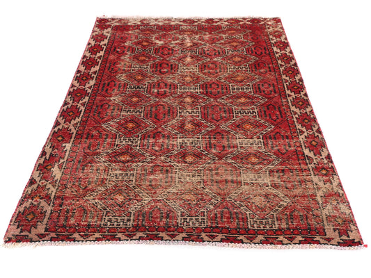 3x5 Handmade Turkish Vintage Tribal Rug | Intricate Geometric Lattice | Boho Rug, Antique Anatolian Rug | SHR524 | From 1970