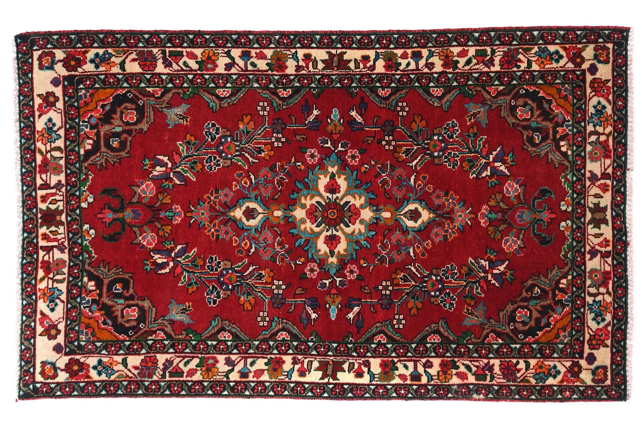 4x6 Handmade Turkish Vintage Tribal Rug | Lush Floral Symphony | Boho Rug, Antique Anatolian Rug | SHR525 | From 1970 |
