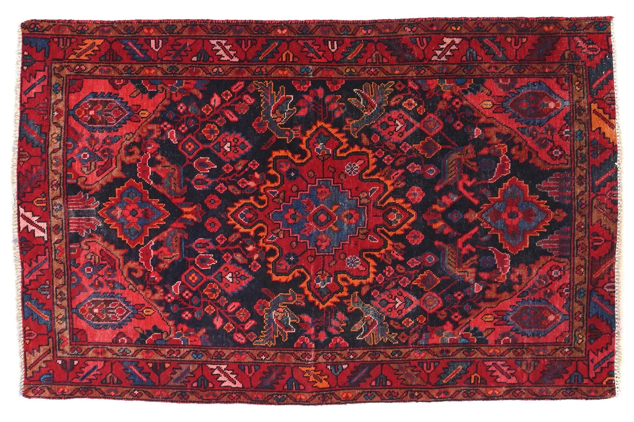 4x5 Handmade Turkish Vintage Tribal Rug | Majestic Central Medallion | Boho Rug, Antique Anatolian Rug | SHR526 | From 1970
