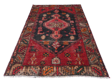 3x6 Handmade Turkish Vintage Tribal Rug | Black Diamond Bloom in Midnight Garden | Boho Rug, Antique Anatolian Rug | SHR495 | From 1970