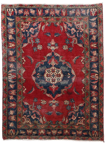 Vintage Hand Knotted Turkish Wool Rug – Geometric Red Area