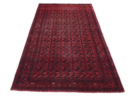 3x6 Handmade Turkish Vintage Tribal Rug | Geometric Lattice Essence | Boho Rug, Antique Rug | SHR542 | From 1970