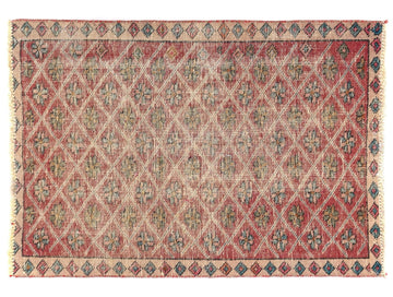 3x4 Handmade Turkish Vintage Rug | Rich Mauve Diamond Matrix | Boho Rug, Antique Rug | SHR547 | SHR547