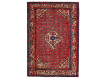 3x5 Handmade Turkish Vintage Tribal Rug | Central Radiant Floral Medallion | Boho Rug, Antique Rug | SHR548 | From 1970