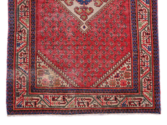 3x5 Handmade Turkish Vintage Tribal Rug | Central Radiant Floral Medallion | Boho Rug, Antique Rug | SHR548 | From 1970
