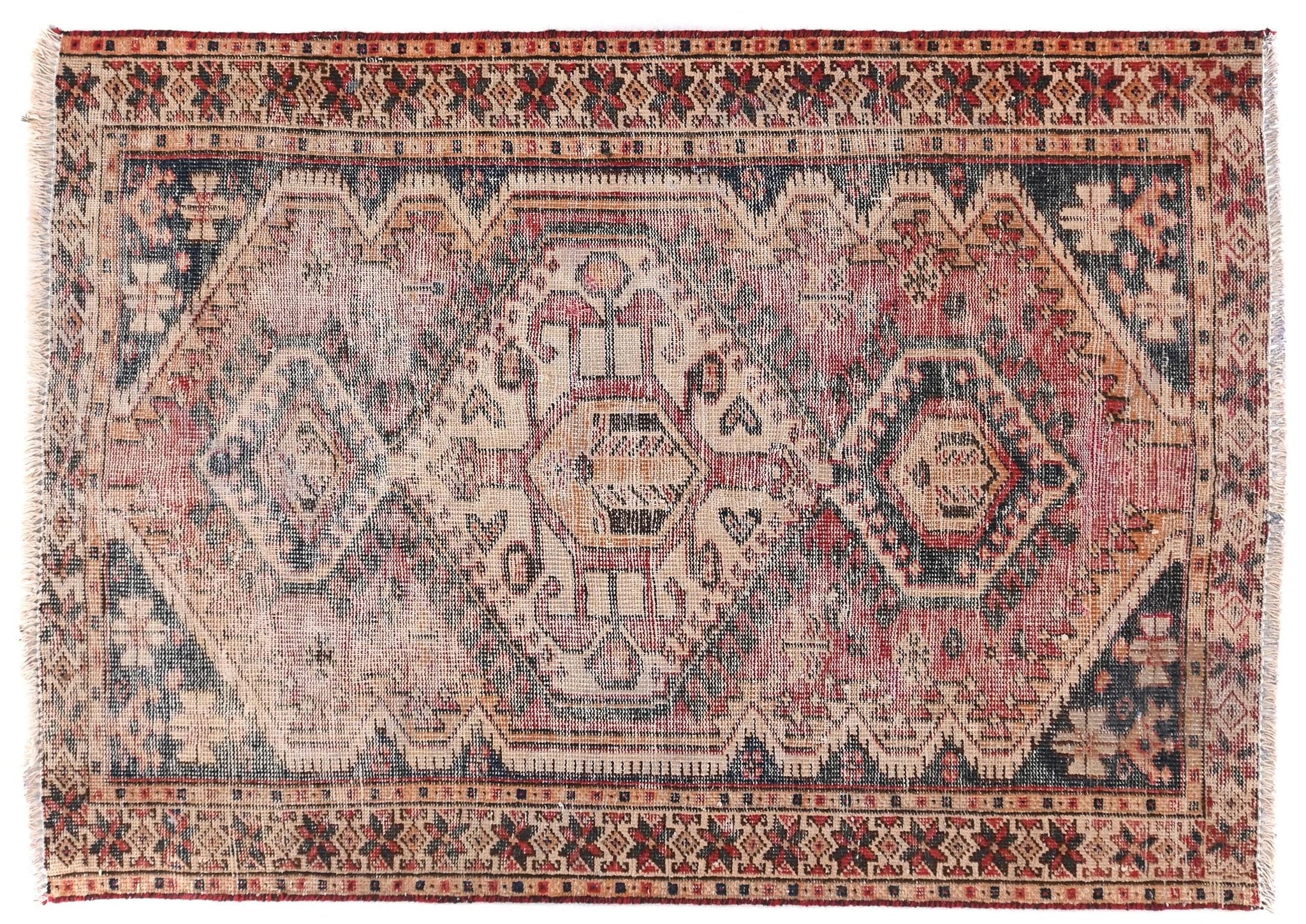 3x5 Handmade Turkish Vintage Tribal Rug | Emblem Of Timeless Medallions | Boho Rug, Antique Rug for bedroom & living | SHR550 | From 1970