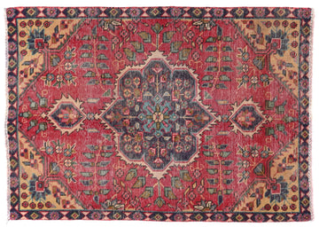 3x5 Handmade Turkish Vintage Tribal Rug | Radiant Centerpiece Medallion | Boho Rug, Antique Rug | SHR554 | From 1970