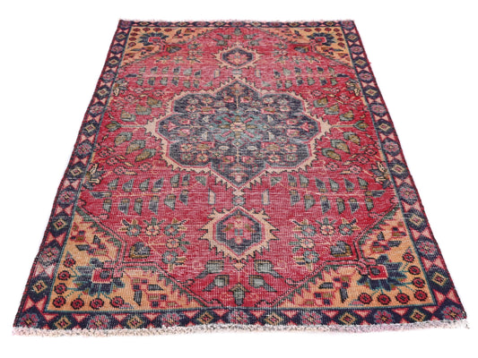 3x5 Handmade Turkish Vintage Tribal Rug | Majestic Floral Medallion | Boho Rug, Antique Rug | SHR557 | From 1970