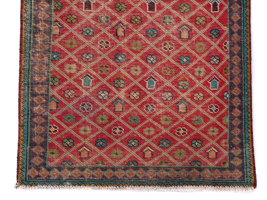 3x5 Handmade Turkish Vintage Tribal Rug | Mesmerizing Geometric Oasis | Boho Rug, Antique Rug | SHR558 | From 1970