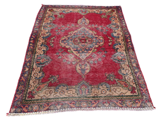 3x5 Handmade Turkish Vintage Tribal Rug | Vibrant Floral Medallion | Boho Rug, Antique Rug | SHR561 | From 1970