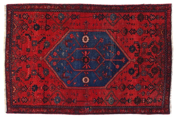 3x5 Handmade Turkish Vintage Tribal Rug | Bold Floral Emblem | Boho Rug, Antique Rug | SHR563 | From 1970