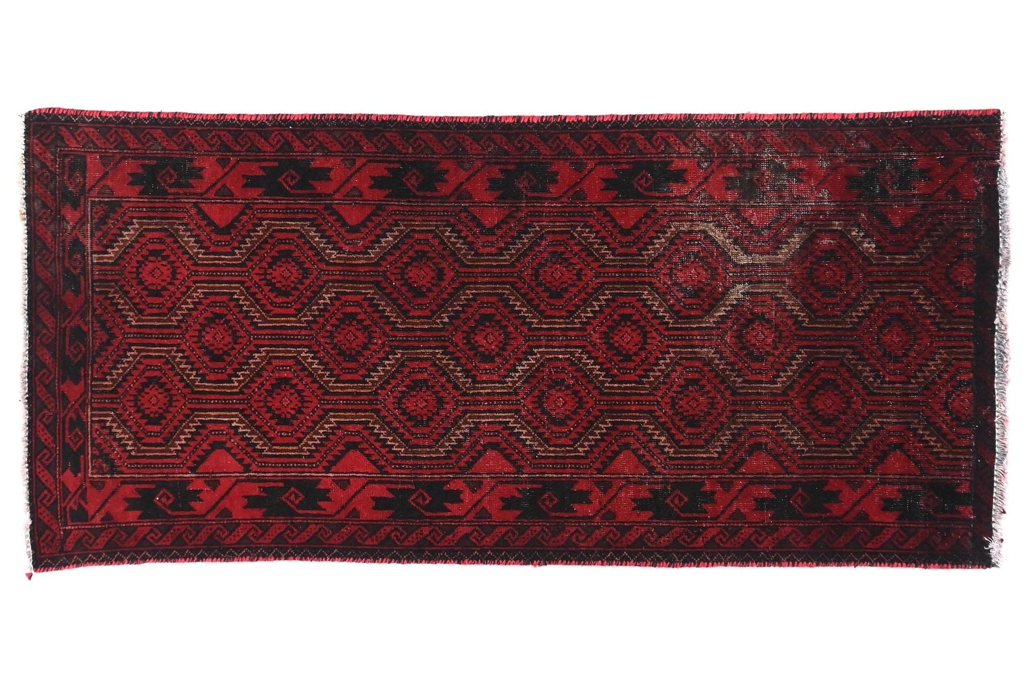 2x5 Handmade Turkish Vintage Tribal Rug | Geometric Shadow Maze | Boho Rug, Antique Rug for bedroom, living room | SHR565 | From 1970