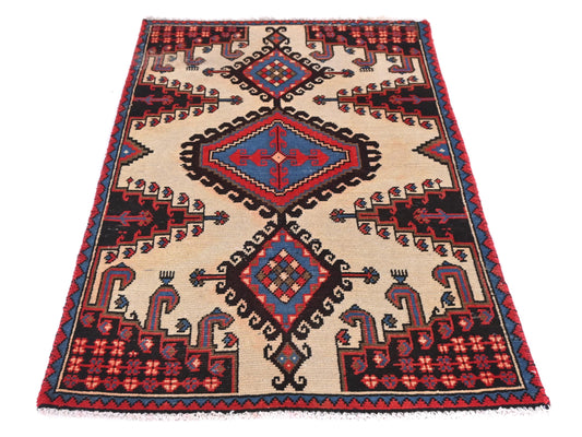 3x4 Handmade Turkish Vintage Tribal Rug | Emblematic Central Medallion | Boho Rug, Antique Rug | SHR566 | From 1970