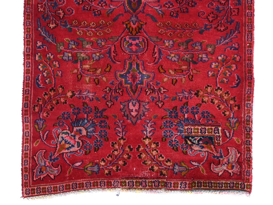 2x5 Handmade Turkish Vintage Tribal Rug | Floral Pair Of Peacocks With A Central Blossom | Boho Rug, Antique Rug | SHR585 | From 1970