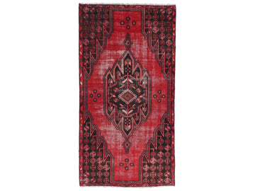 3x6 Handmade Turkish Vintage Tribal Rug | Diamond Center With Red Field And Black Geometry | Boho Rug, Antique Rug | SHR588 | From 1970