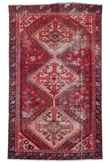 3X6 Handmade Vintage Turkish Runner Rug – Geometric Red