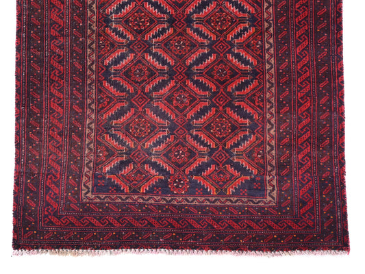 3x4 Handmade Turkish Vintage Tribal Rug | Brick Red Field With Angled Leaf-Like Motifs | Boho Rug, Antique Rug | SHR596 | From 1970