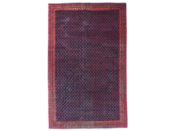 5x9 Handmade Turkish Vintage Tribal Rug | Deep Crimson & Navy Boteh Field | Boho Rug, Antique Rug | SHR750 | From 1980 |