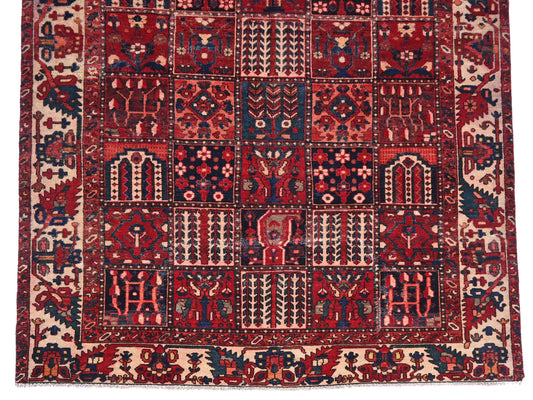 7x9 Handmade Turkish Vintage Tribal Rug | Ornate Garden Tile Medallion Design | Boho Rug, Antique Anatolian Rug | SHR749 | From 1980