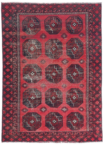 6X8 Handmade Vintage Turkish Area Rug – Polka Dot Red