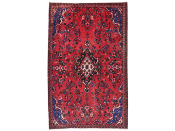 5x8 Handmade Turkish Vintage Tribal Rug | Floral Diamond Medallion On Rich Red Field | Boho Rug, Antique Anatolian Rug | SHR736 | From 1980