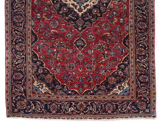 5x9 Handmade Turkish Vintage Tribal Rug | Floral Medallion on Scarlet Field | Boho Rug, Antique Anatolian Rug | SHR730 | From 1980 |