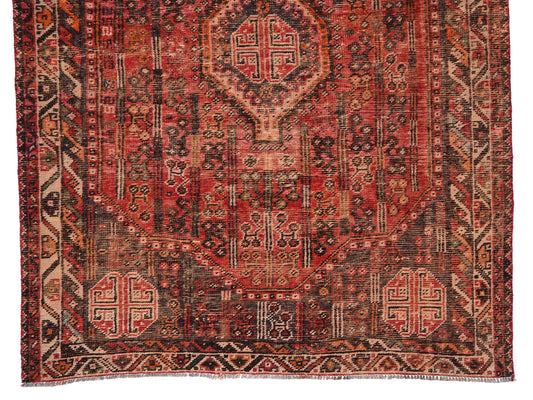 6x9 Handmade Turkish Vintage Tribal Rug | Geometric Kilim Hexagon Medallion Pattern| Boho Rug, Antique Anatolian Rug | SHR729 | From 1980 |